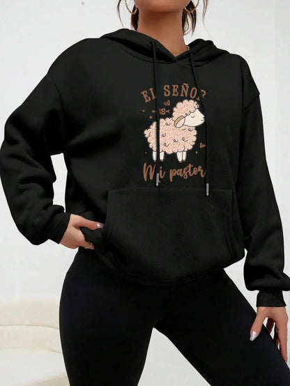 Women's Graphic Hoodie Fluffy Sheep With Pastel Clouds Amid Calm Skies Sheep