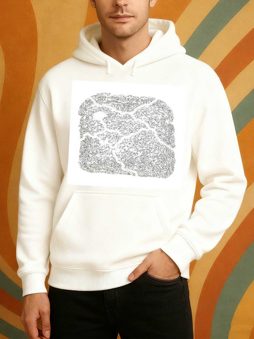 Men's Graphic Hoodie Hand Drawn Abstract Black Lines Pattern With Curvy Flowing Shape