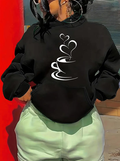 Women's Graphic Hoodie Steaming Hearts Floating Above A Cozy Coffee Cup