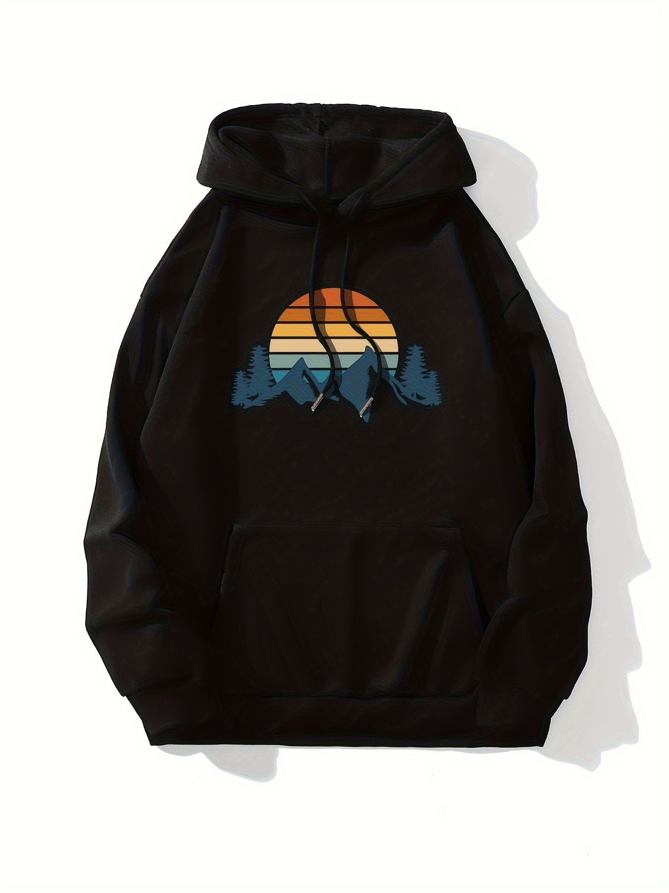 Women's Graphic Hoodie Colorful Sunset Over Blue Mountains Featuring Scenic Landscape
